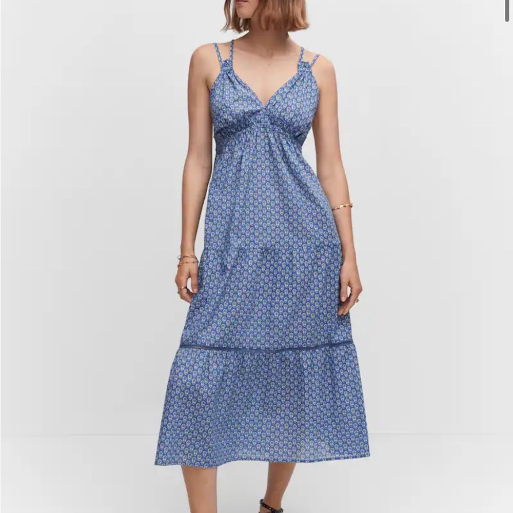 MANGO Printed Flared Maxi Dress